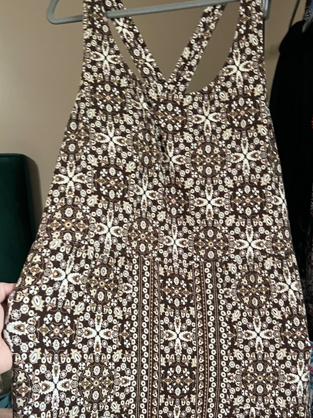 J. Jill Brown and Cream Floral-Pattern Maxi Dress